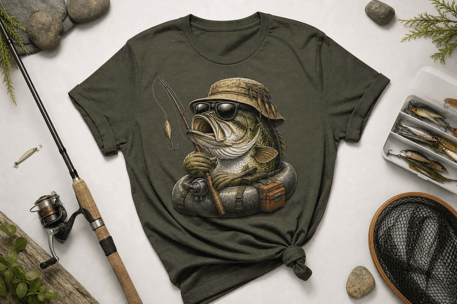 Sjove t-shirts til fiskere – gave til fødselsdag