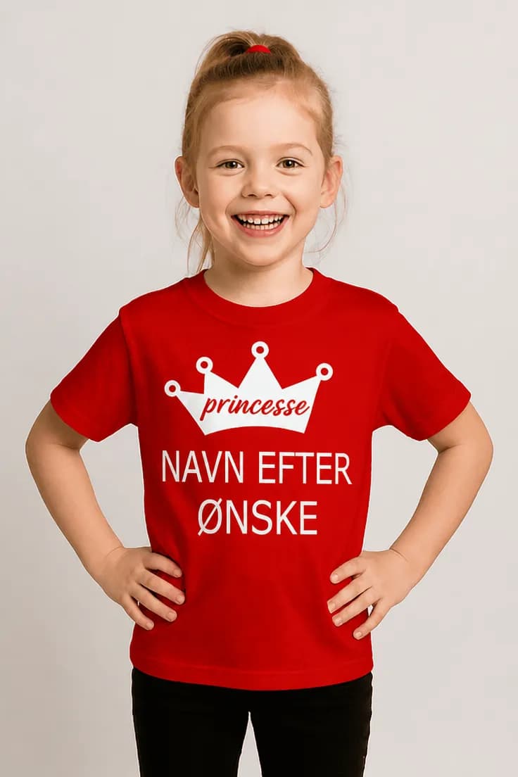 Børne t-shirt prinsesse med navn – prinsesse