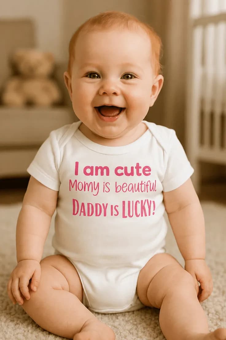 Baby-body Jeg er sød - I am cute Momy is beautiful