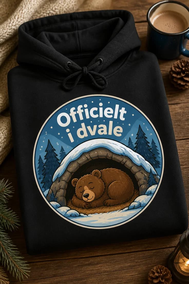 Hoodie med bjørn – Officielt i dvale