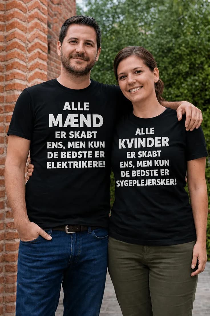 Sjov t-shirt Alle er skabt ens - Elektrikere