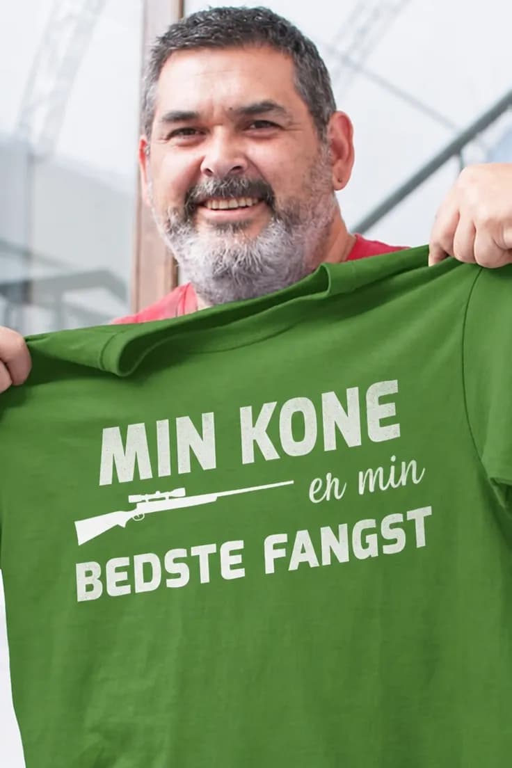 Sjov t-shirt Bedste fangst – MIN KONE er min