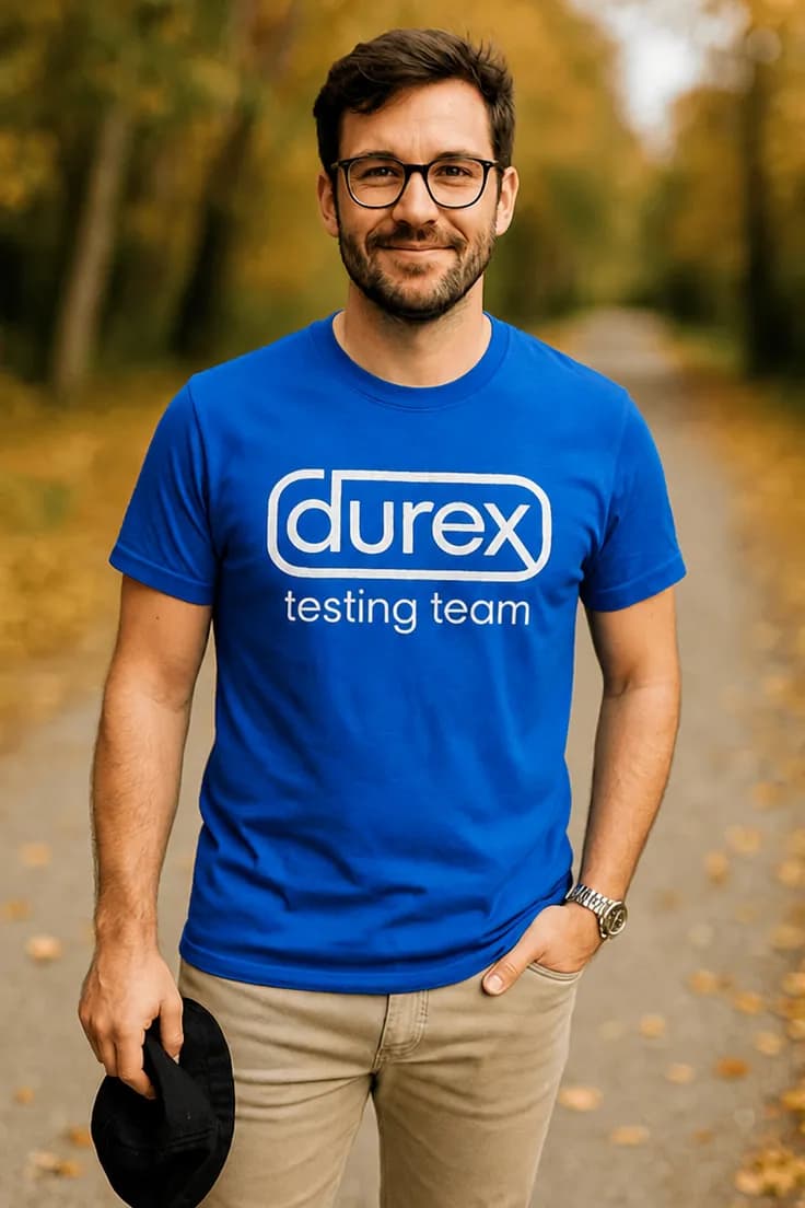 Sjov t-shirt Durex testing team - (durex) testing team