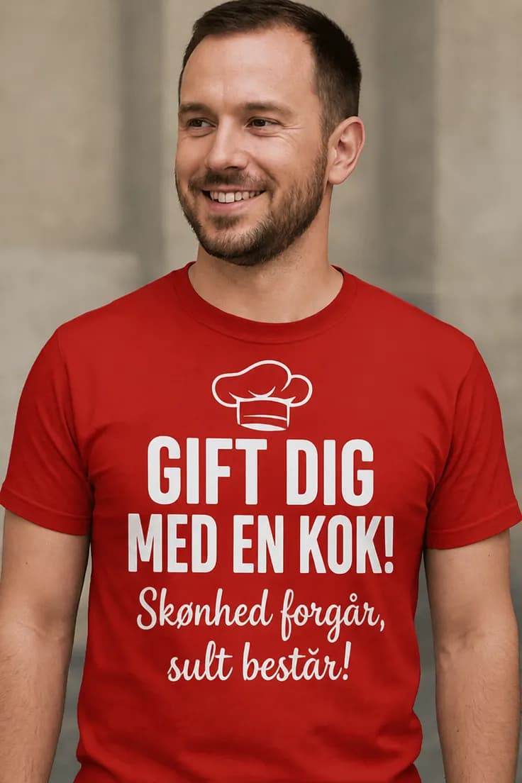 Sjov t-shirt Gift dig med en kok – GIFT DIG MED EN KOK!