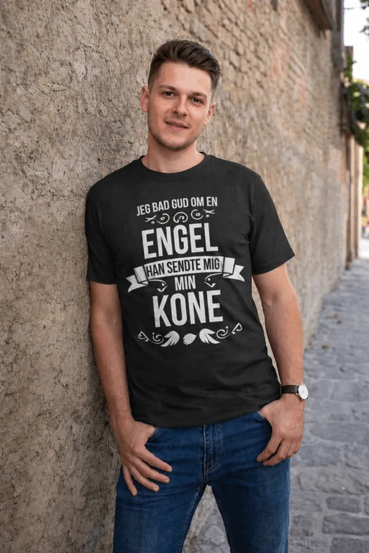 Sjov t-shirt Gud sendte min kone – JEG BAD GUD