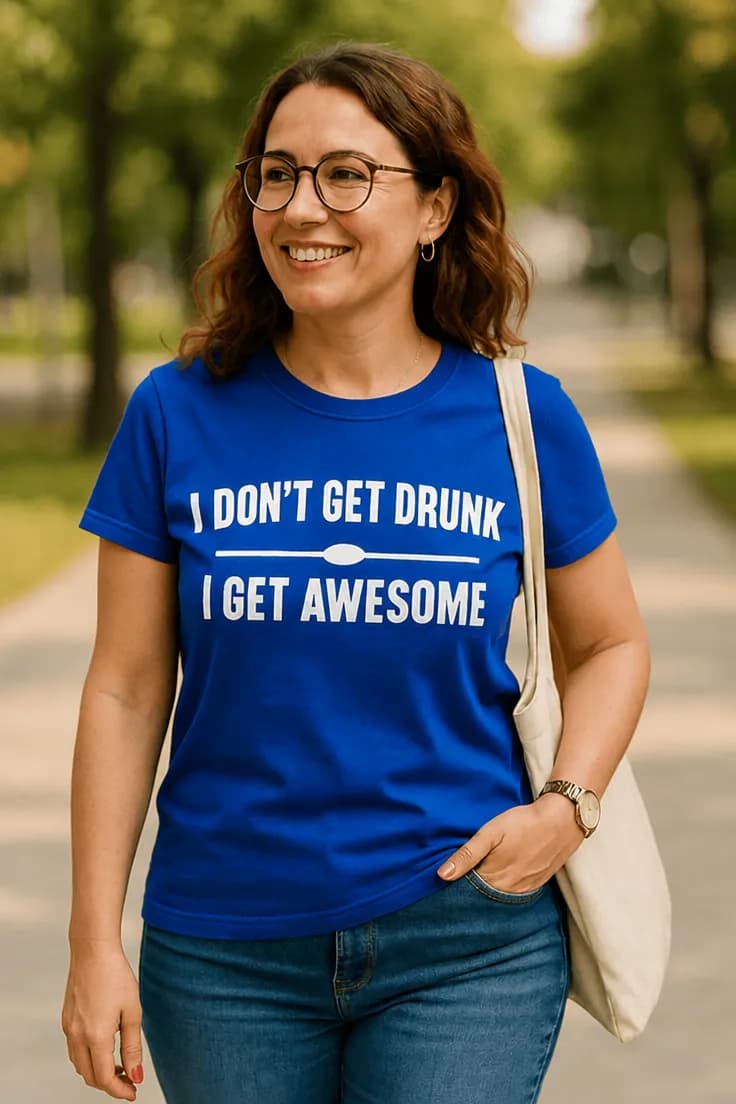 Sjov t-shirt Ikke fuld bare awesome - DON'T GET DRUNK
