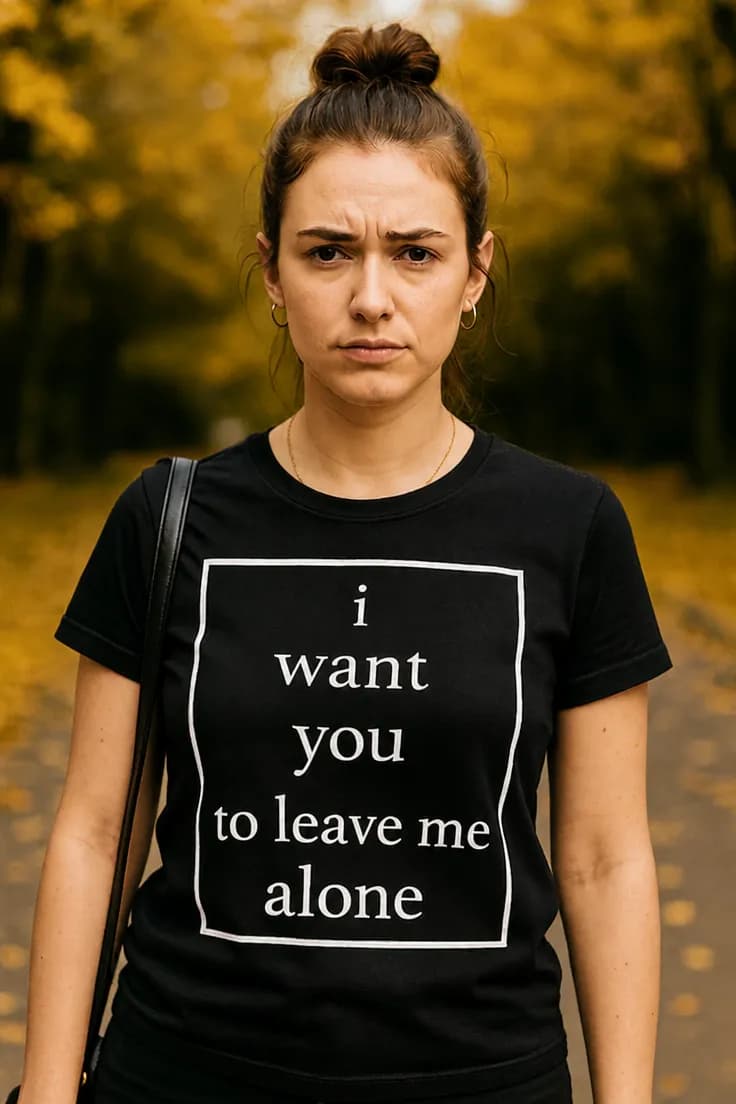 Sjov t-shirt Lad mig være i fred – i want you to leave
