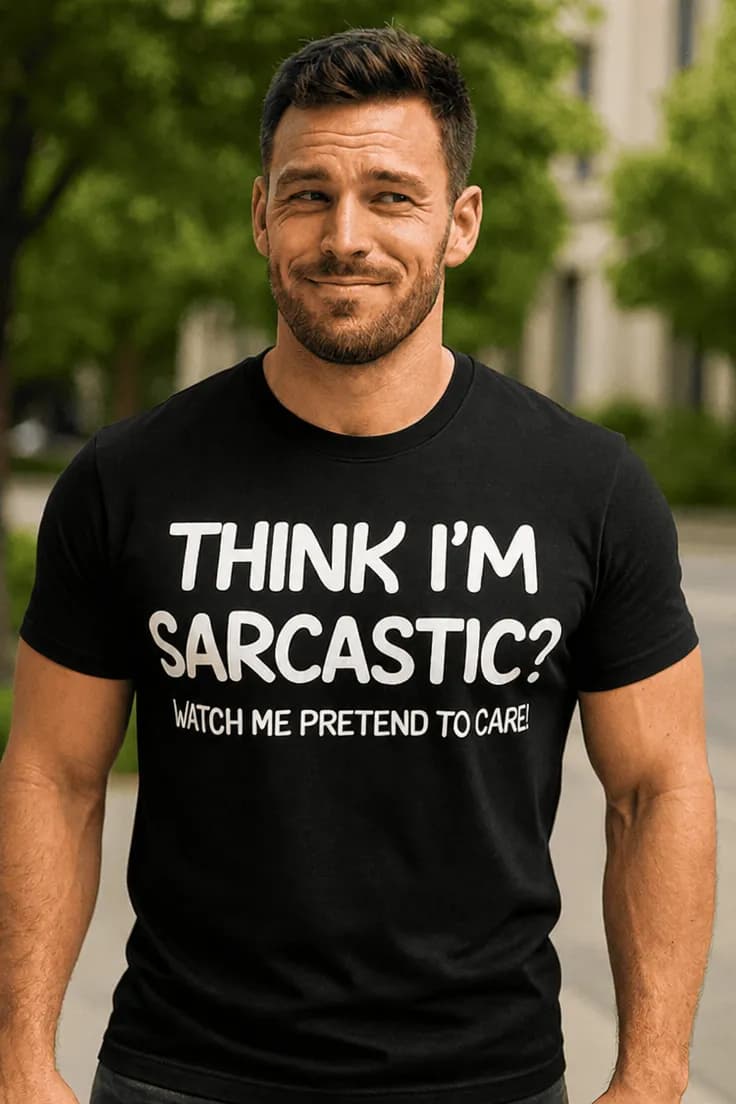 Sjov t-shirt Sarkastisk og ligeglad - THINK I'M