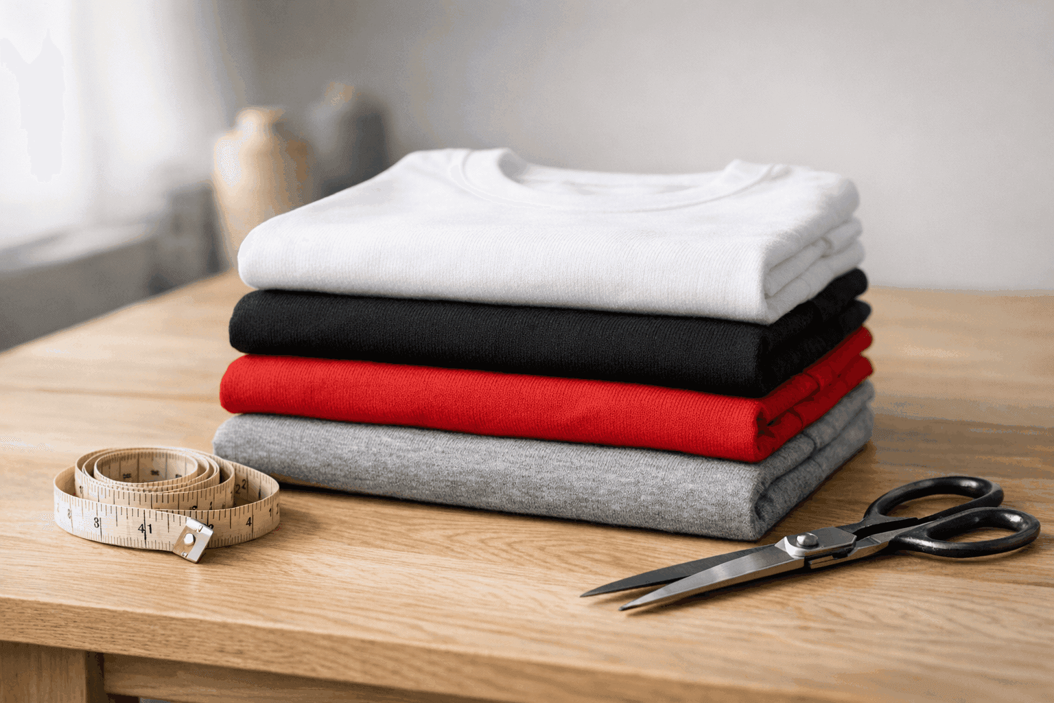 Foldede bomulds-T-shirts klar til tryk