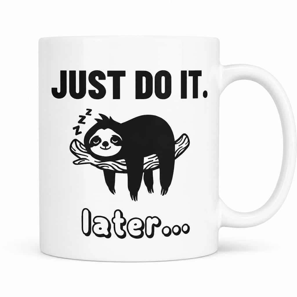 Sjovt krus Just do it dovendyr – JUST DO IT. later....