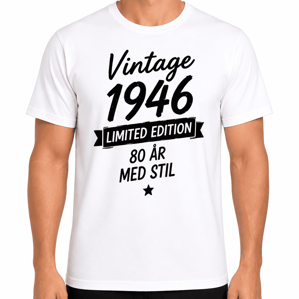 T-shirt til 80 års fødselsdag – Vintage 1946 limited edition 80 år med stil