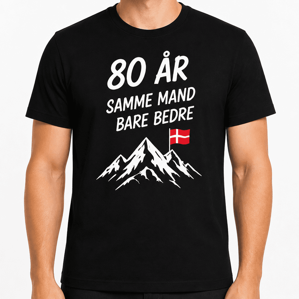 T-shirt til 80 års fødselsdag – 80 år samme mand bare bedre
