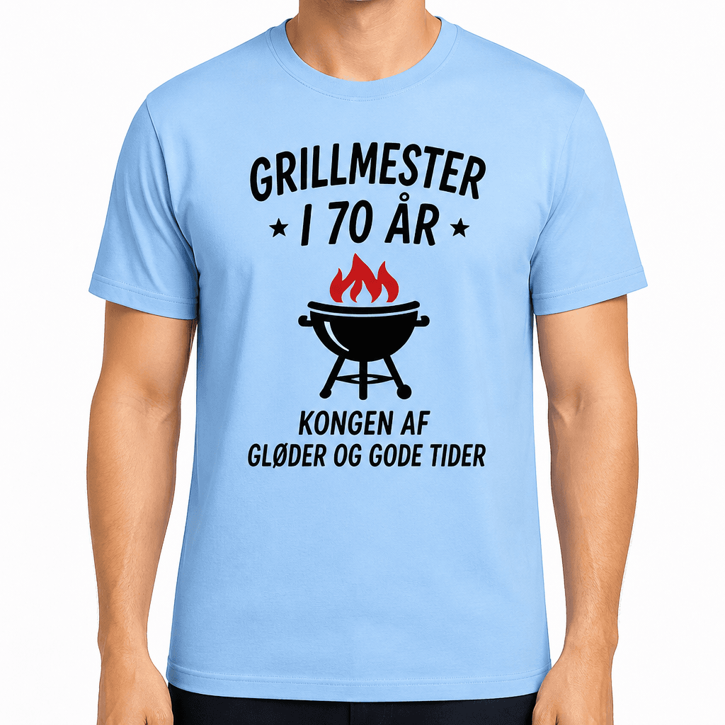 T-shirt til 70 års fødselsdag – Grillmester i 70 år kongen af gløder og gode tider