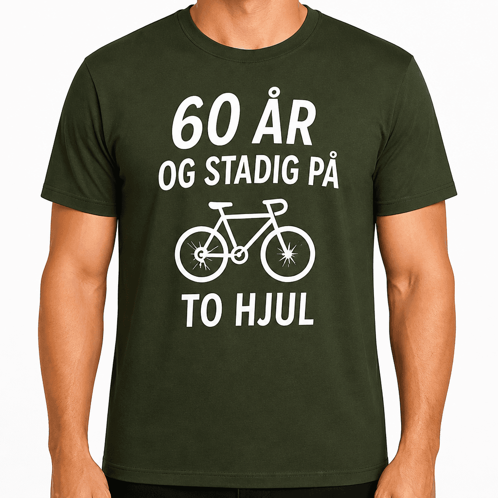 T-shirt til 60 års fødselsdag – 60 år og stadig på to hjul