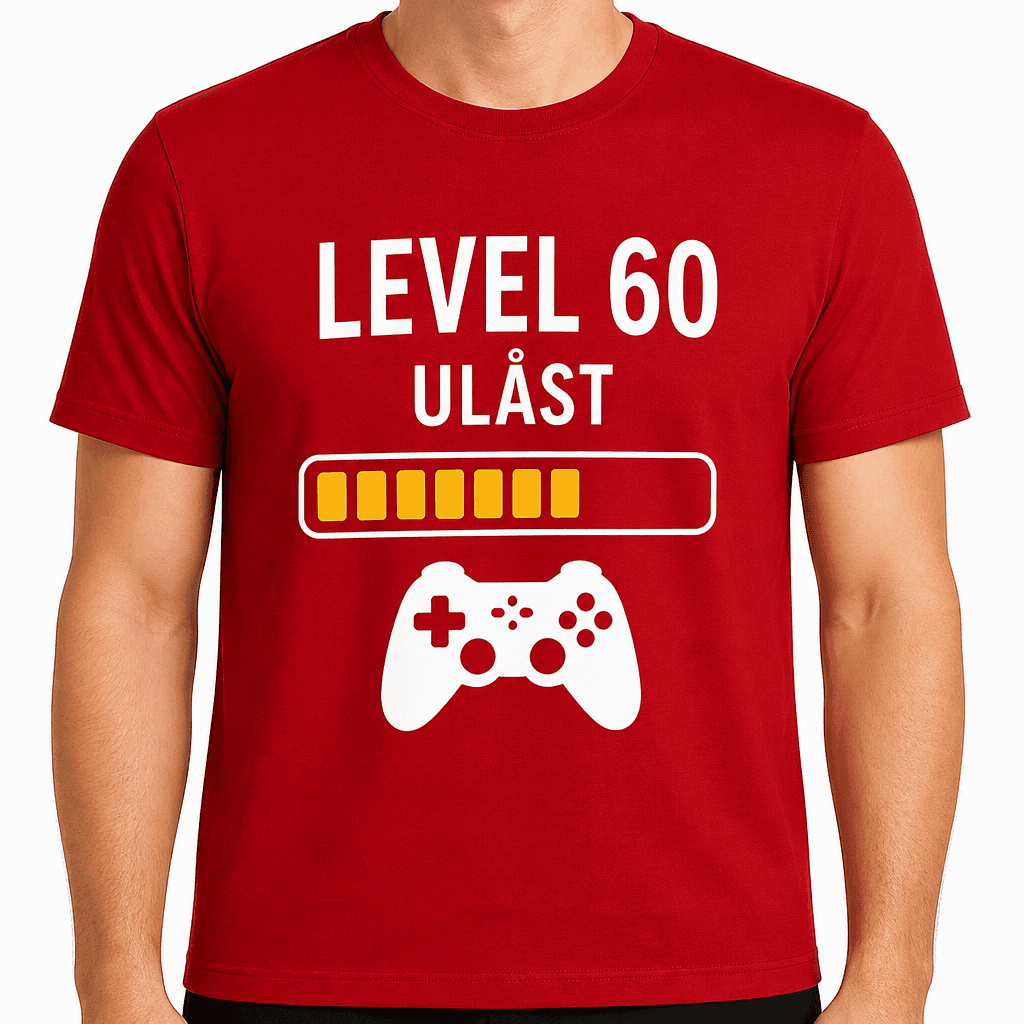 T-shirt til 60 års fødselsdag – Level 60 ulåst