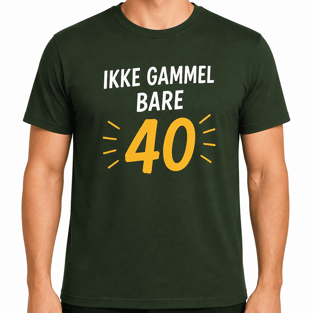 T-shirt til 40 års fødselsdag – Ikke gammel bare 40