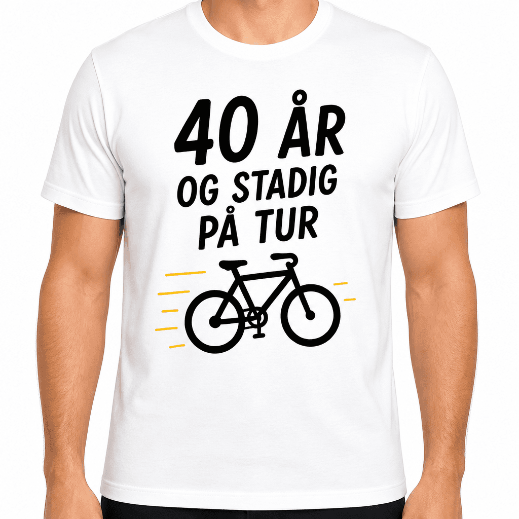 T-shirt til 40 års fødselsdag – 40 år og stadig på tur