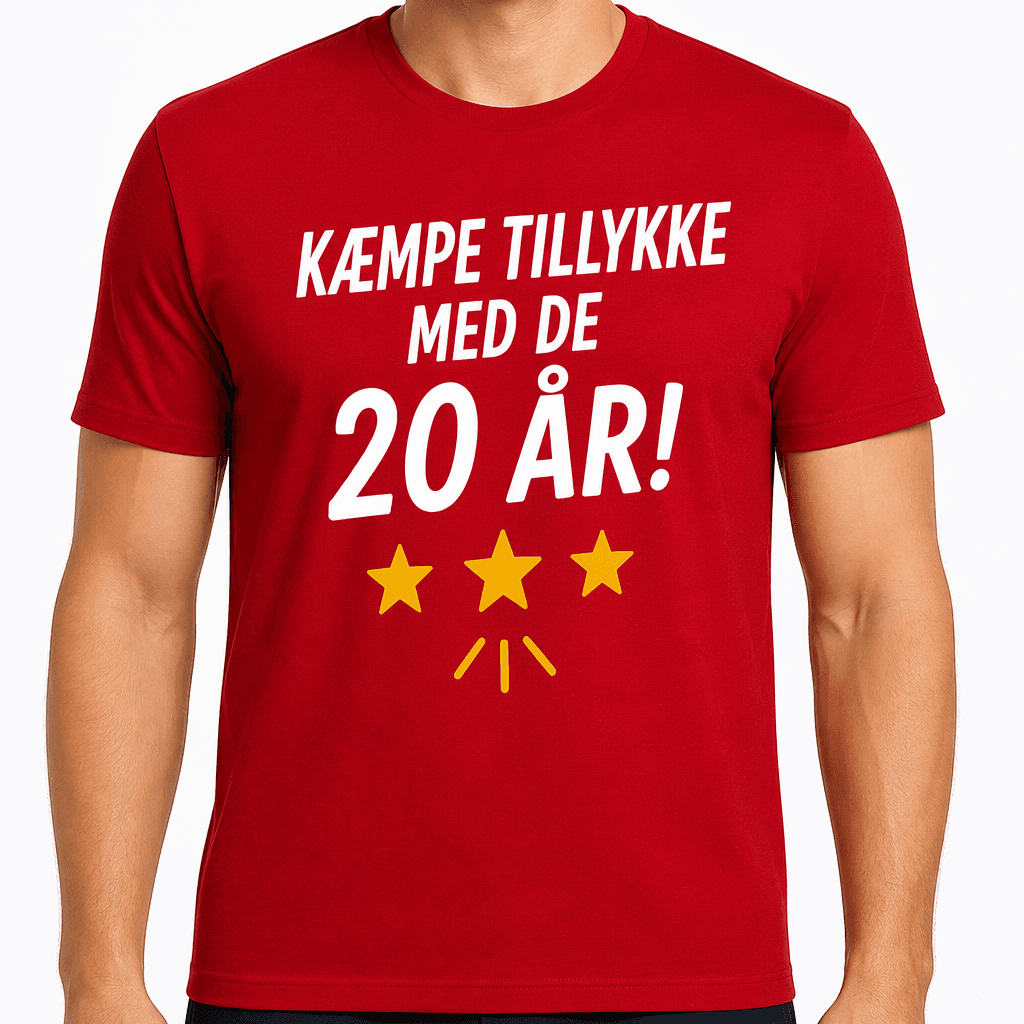 T-shirt til 20 års fødselsdag – Kæmpe tillykke med de 20 år!