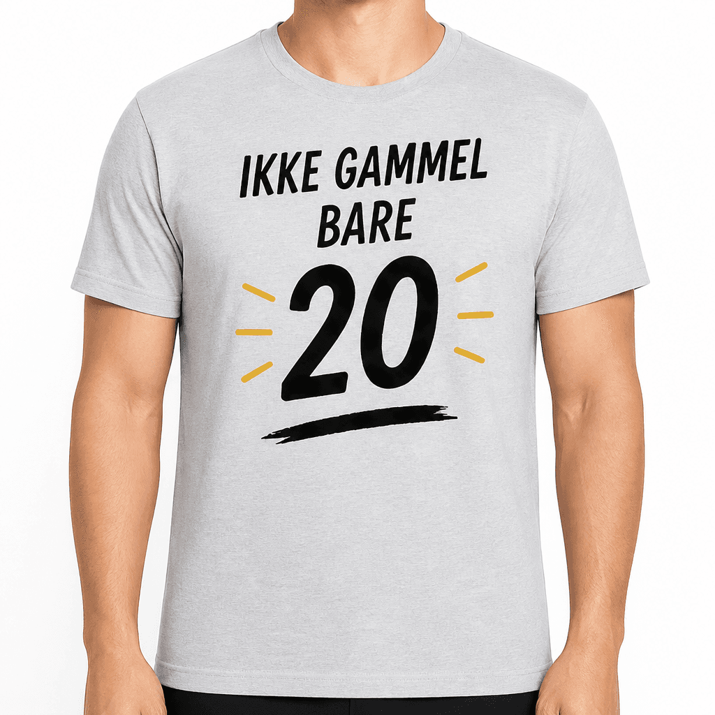T-shirt til 20 års fødselsdag – Ikke gammel bare 20