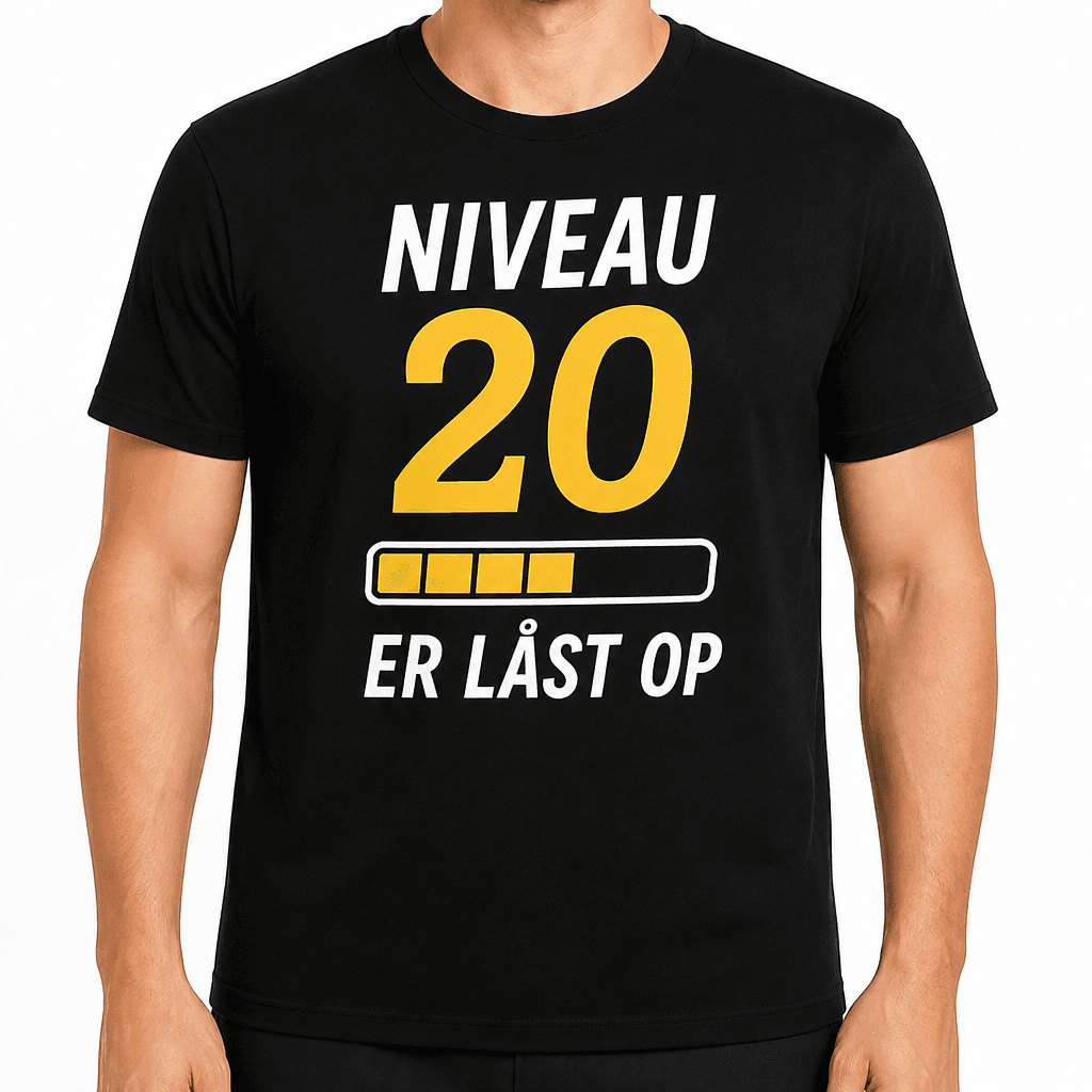 T-shirt til 20 års fødselsdag – Niveau 20 er låst op