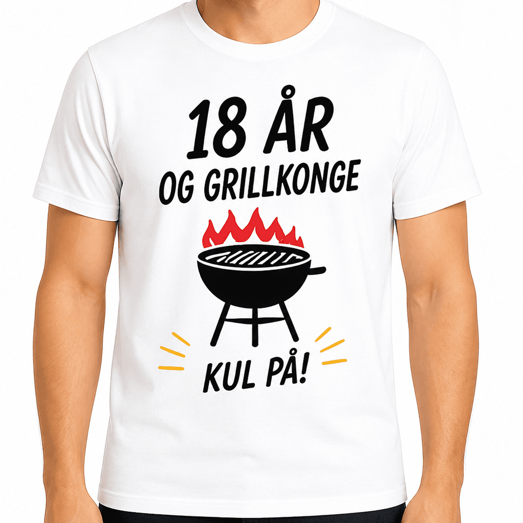 T-shirt til 18 års fødselsdag – 18 år og grillkonge kul på!