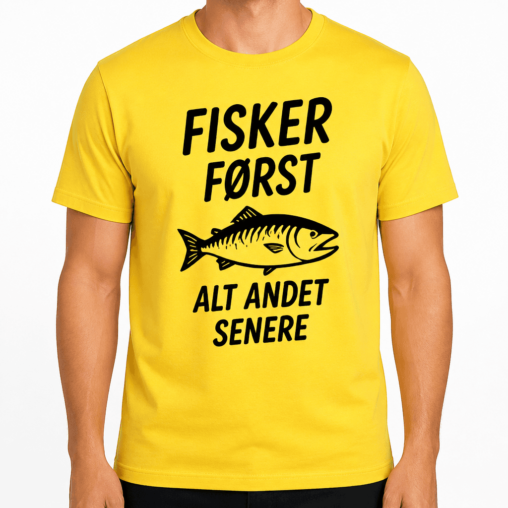 T-shirt til 18 års fødselsdag – Fisker først alt andet senere