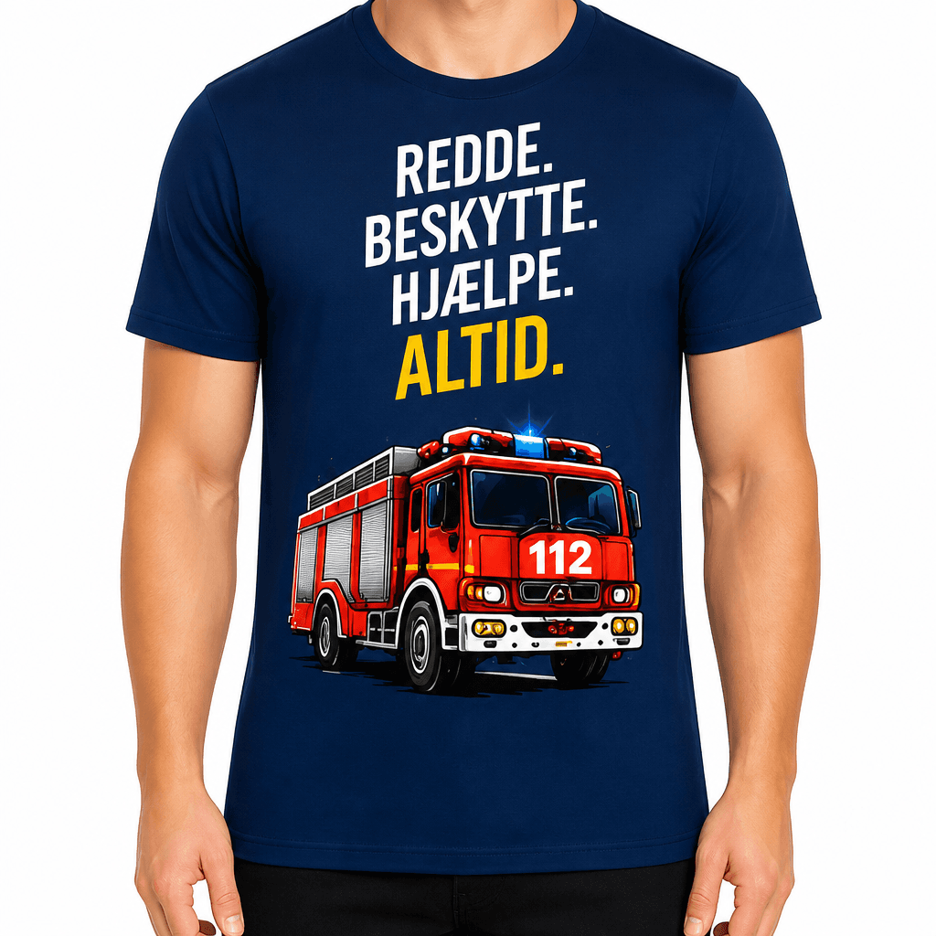 Brandmand T-shirt – Redde. Beskytte. Hjælpe. Altid.