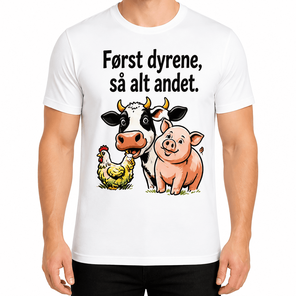 Landmand T-shirt – Først dyrene, så alt andet.
