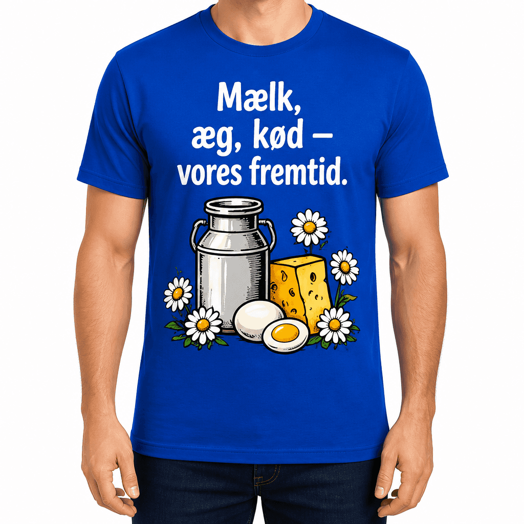 Landmand T-shirt â MĂŚlk, ĂŚg, kød â vores fremtid.