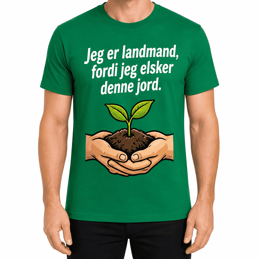 Landmand T-shirt â Jeg er landmand, fordi jeg elsker denne jord.
