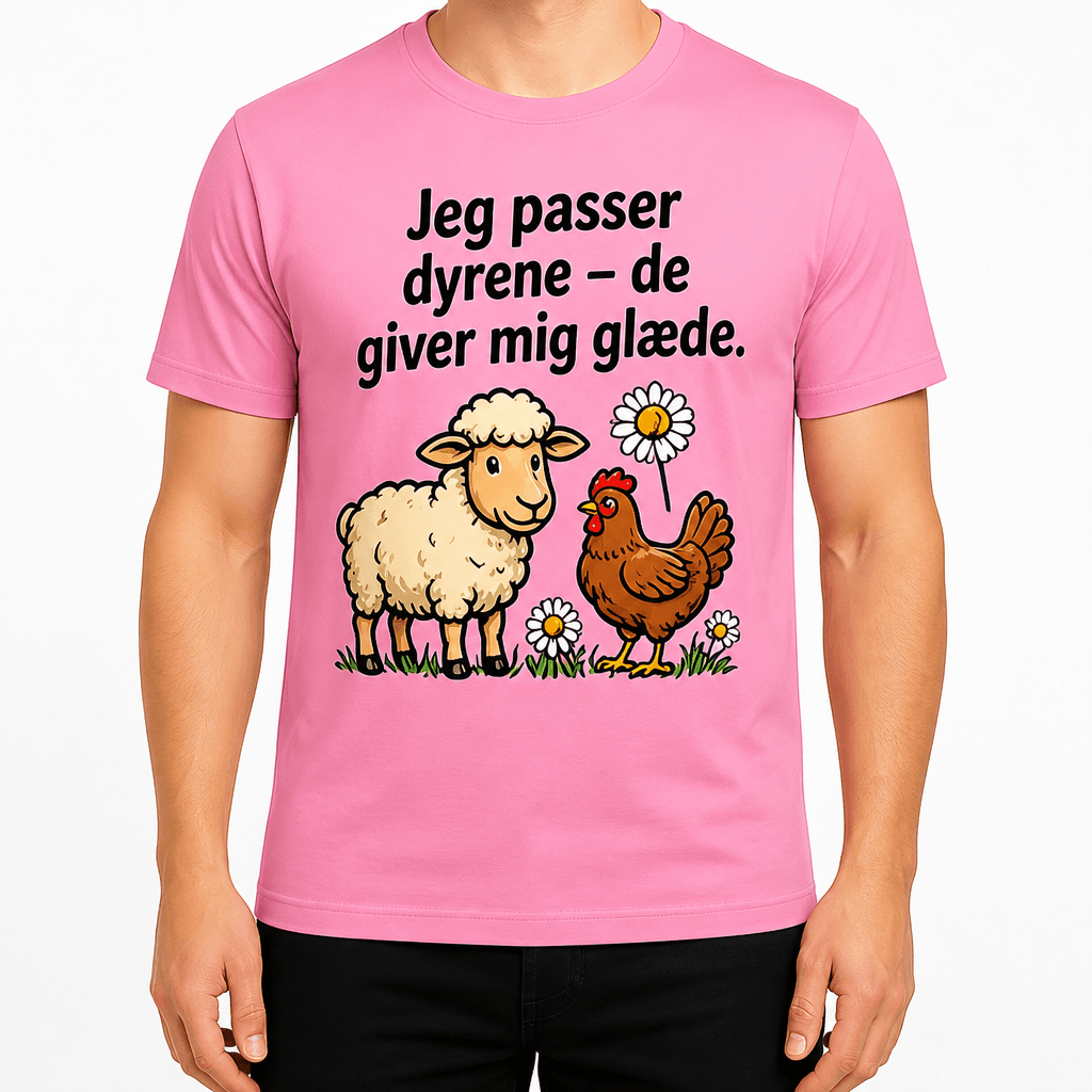 Landmand T-shirt – Jeg passer dyrene – de giver mig glæde.