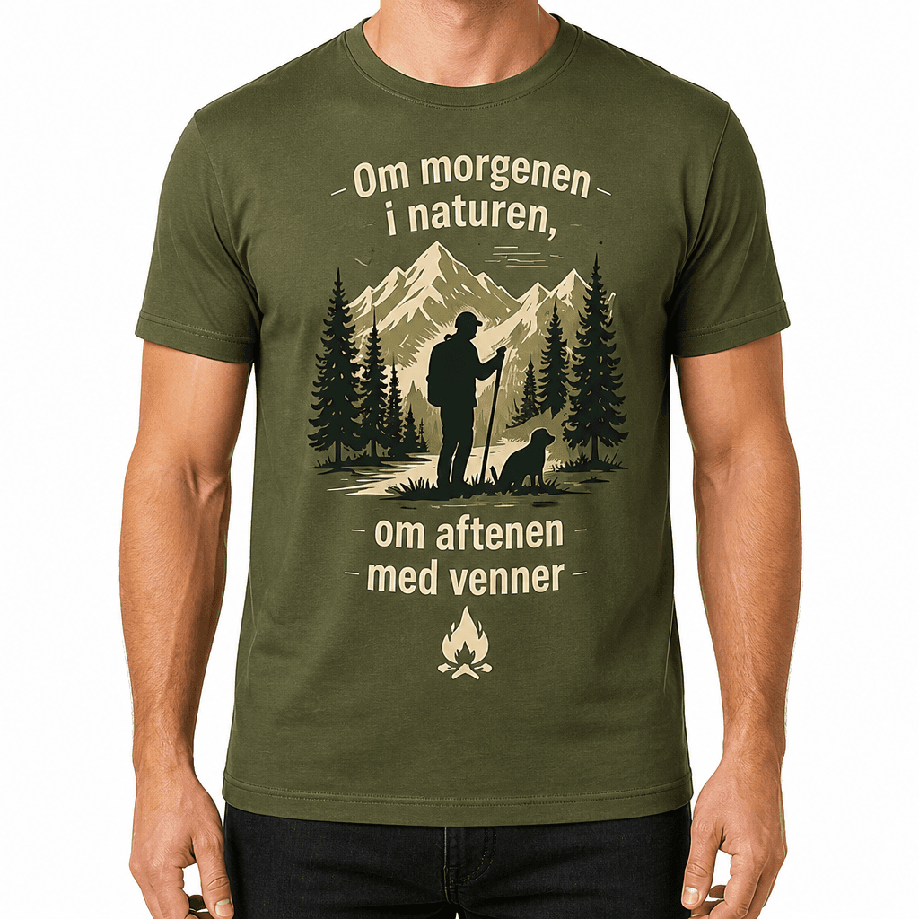 Jæger T-shirt – Om morgenen i naturen, om aftenen med venner