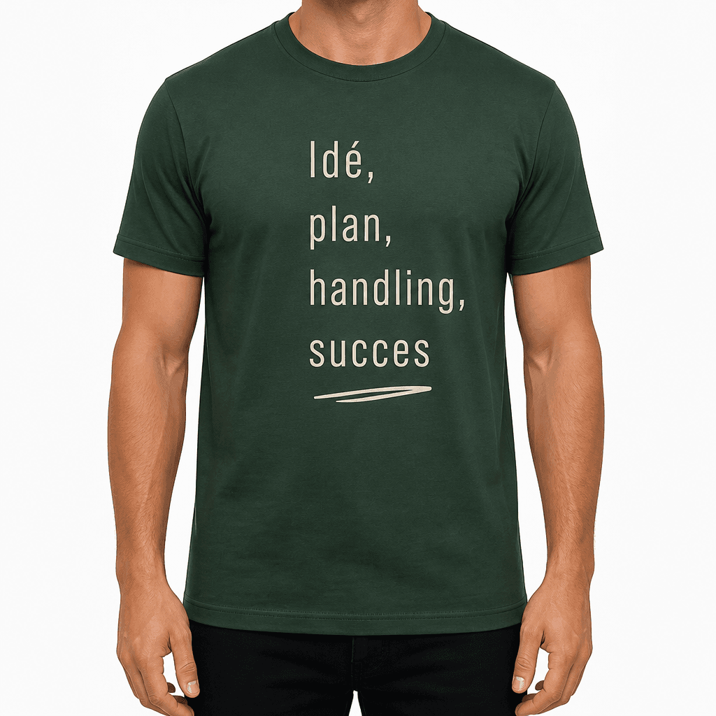 T-shirt til kollega – Idé, plan, handling, succes