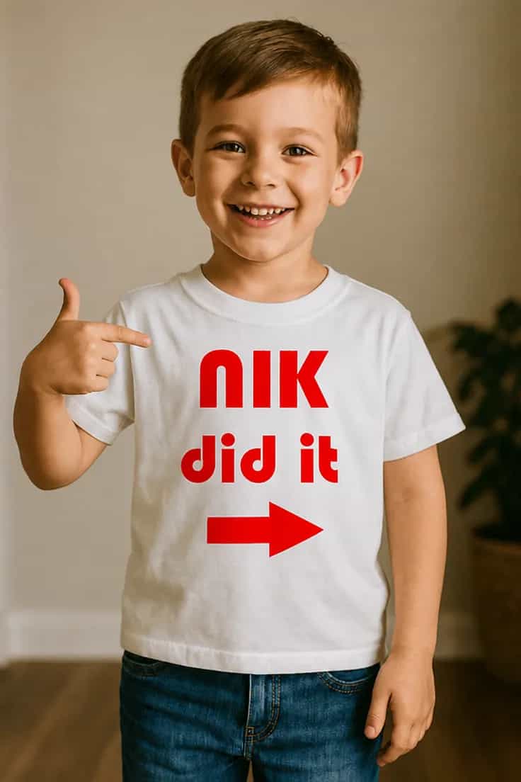 Børne t-shirt Did it med navn – NIK did it