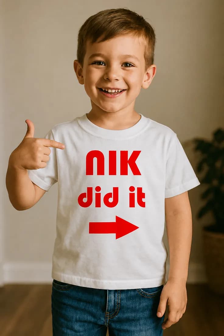 Børne t-shirt Did it med navn – NIK did it