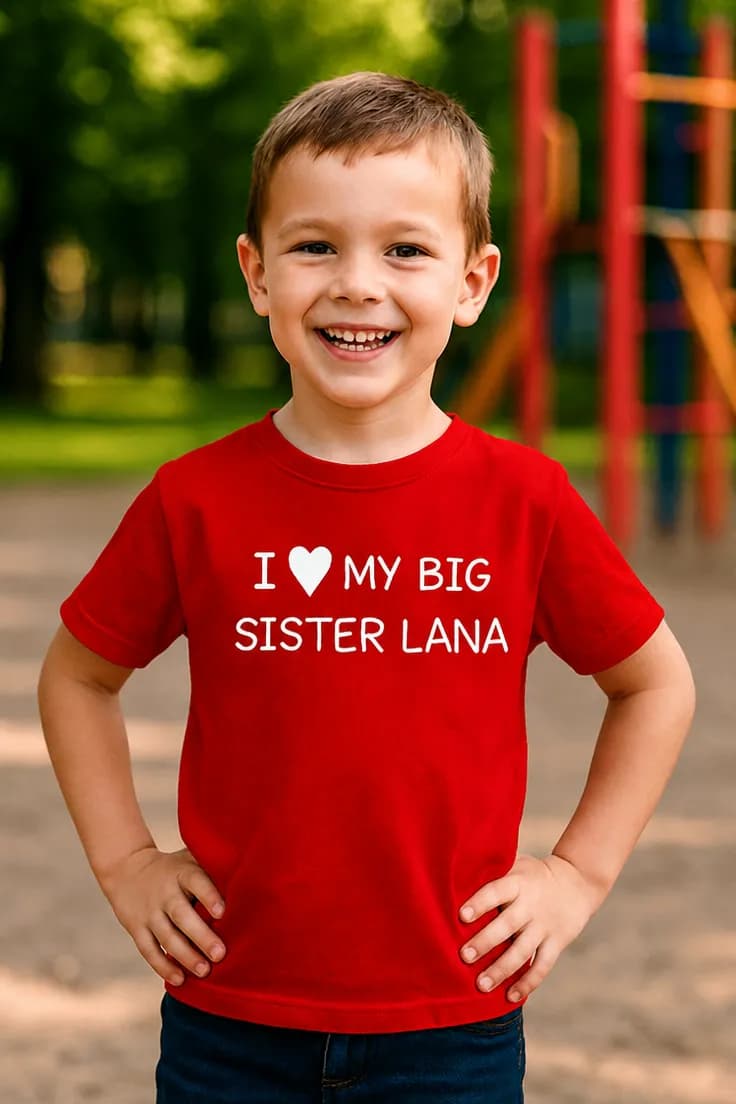Børne t-shirt Elsker storesøster med navn