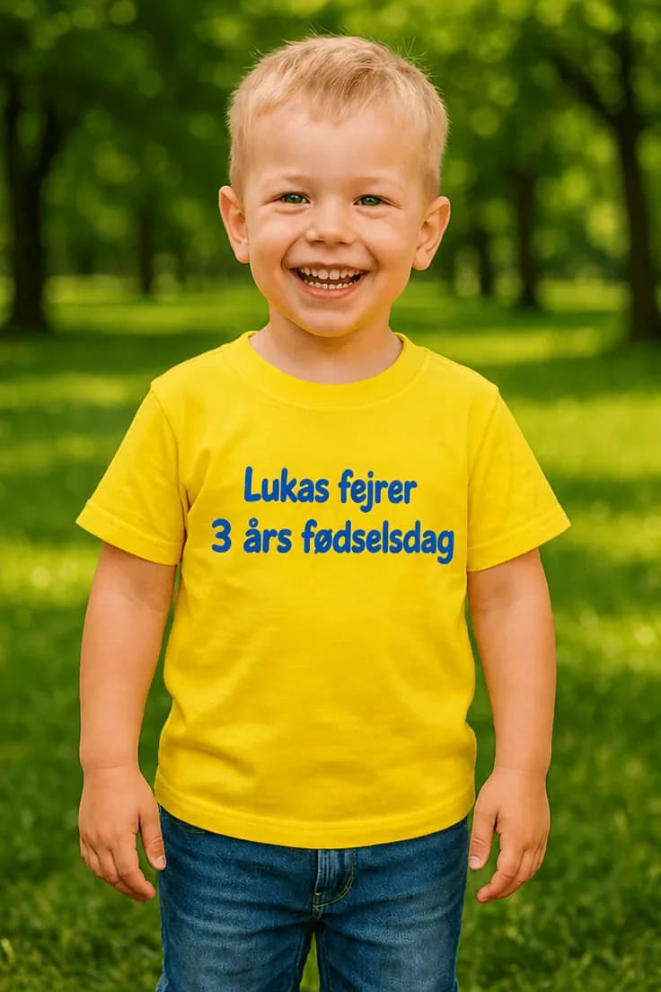Børne t-shirt Fødselsdag med navn - Lukas fejrer