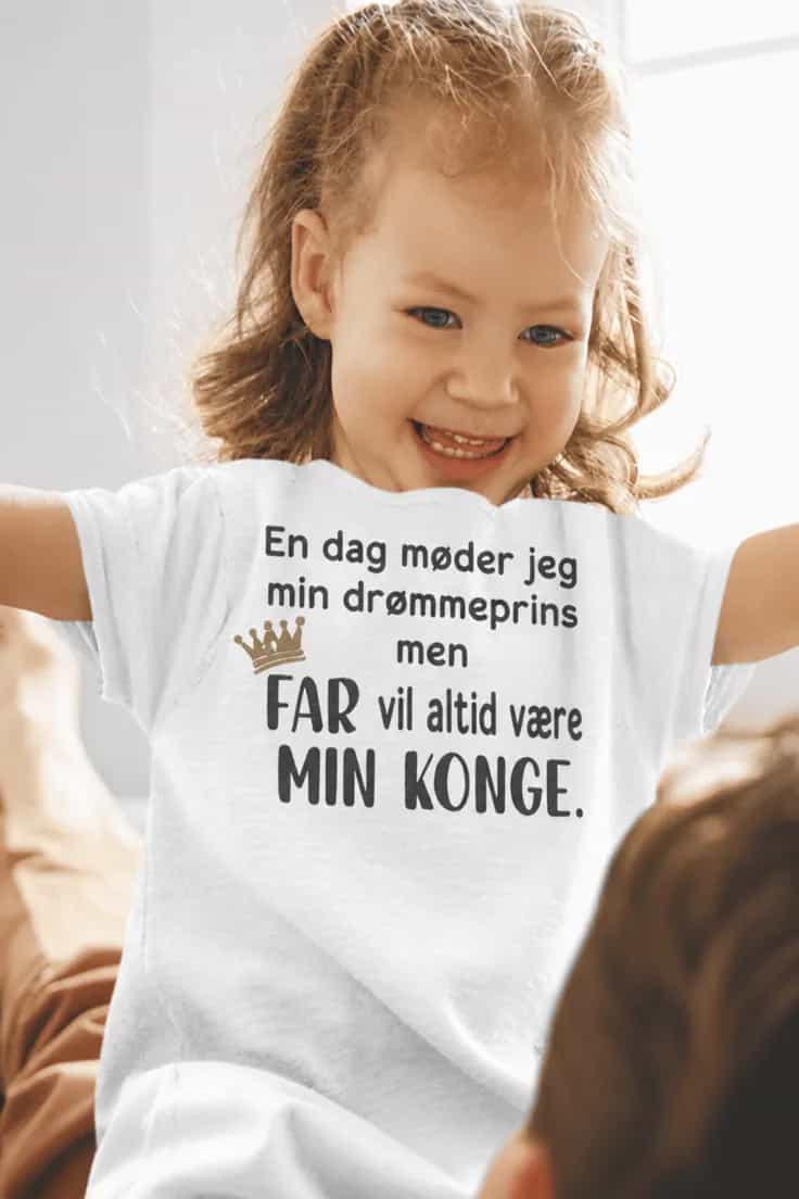 Børne t-shirt far er min konge – En dag møder jeg