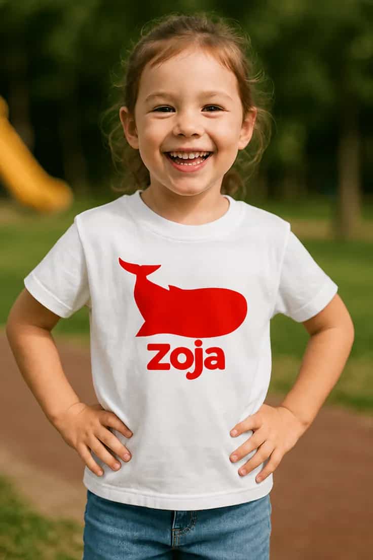 Børne t-shirt hval med navn - Zoja