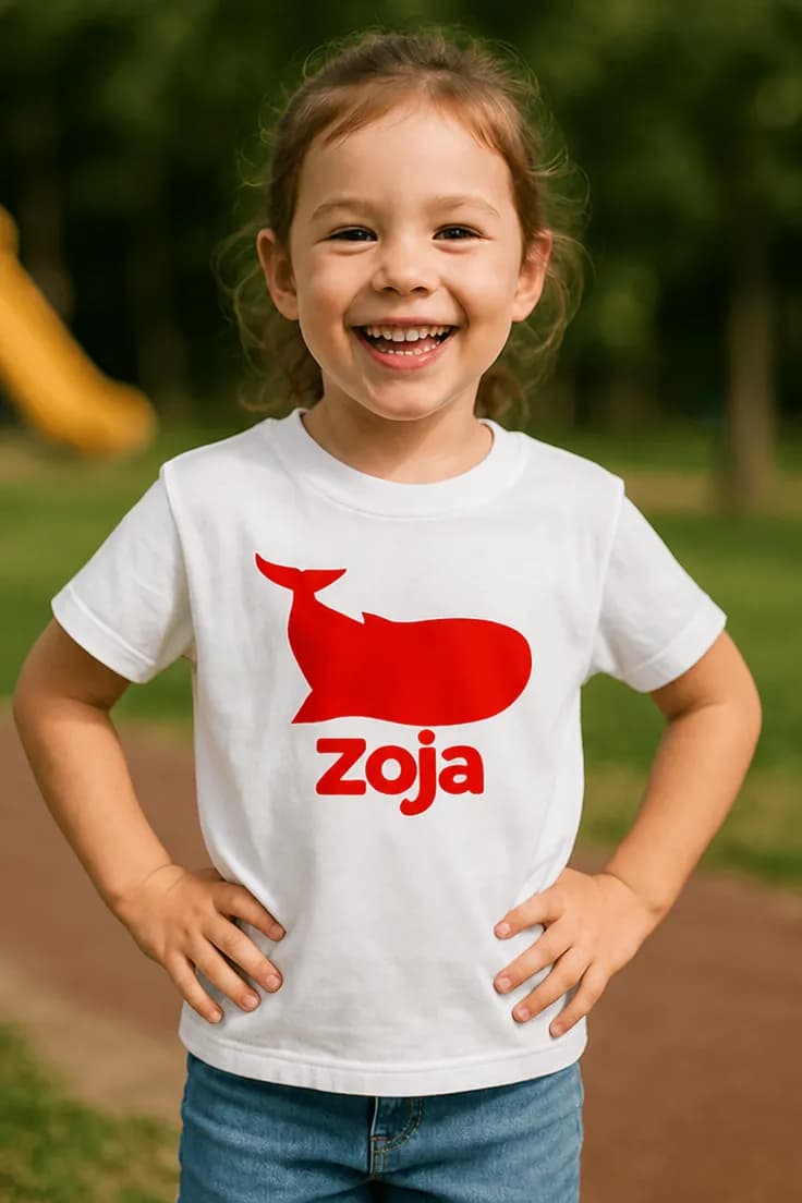 Børne t-shirt hval med navn - Zoja