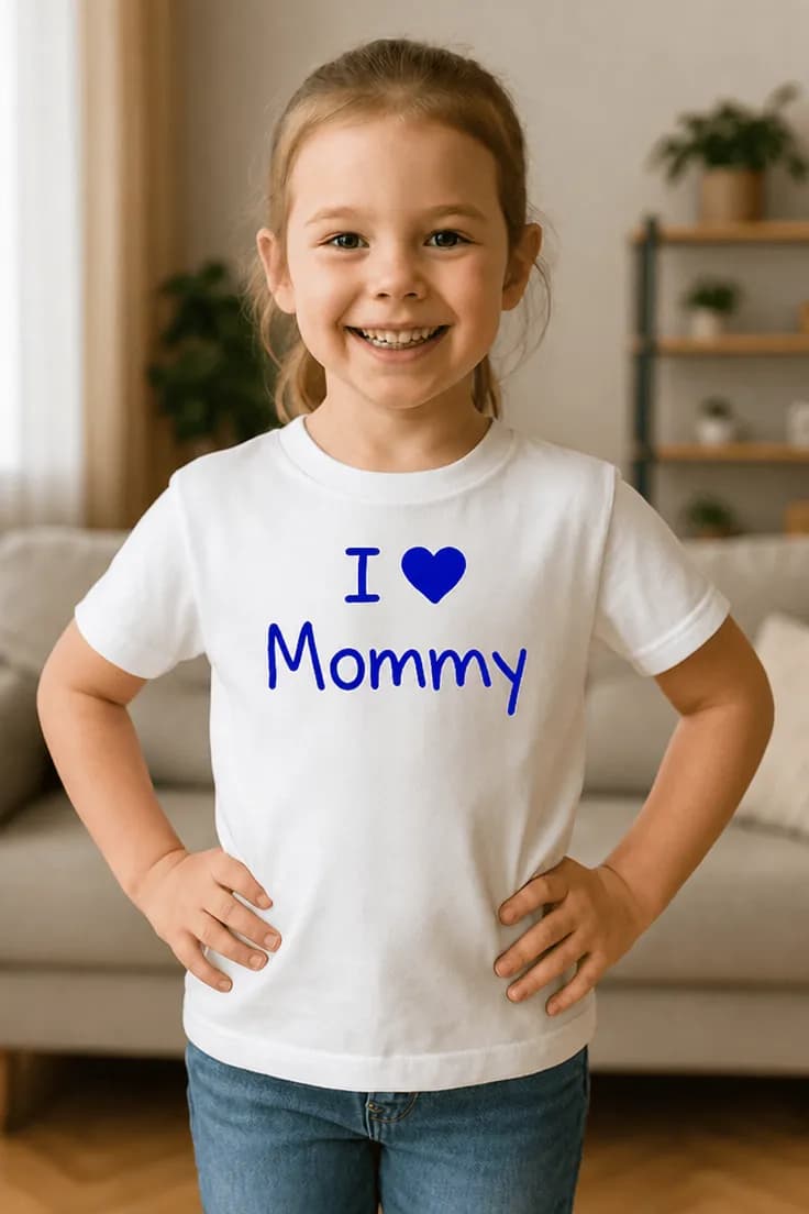 Børne t-shirt Jeg elsker mor – I ❤ Mommy