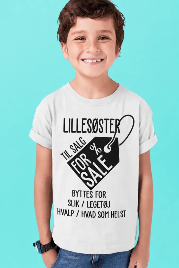 Børne t-shirt lillesøster til salg - LILLESØSTER