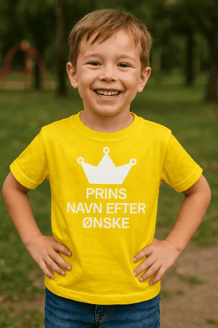 Børne t-shirt Prins med navn – PRINS NAVN EFTER ØNSKE
