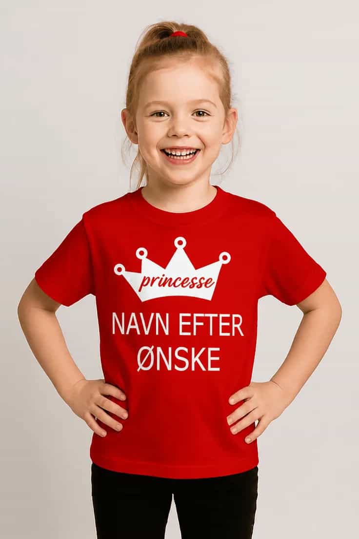 Børne t-shirt prinsesse med navn – prinsesse