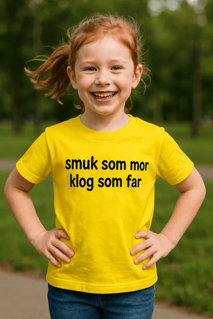 Børne t-shirt Smuk som mor klog som far