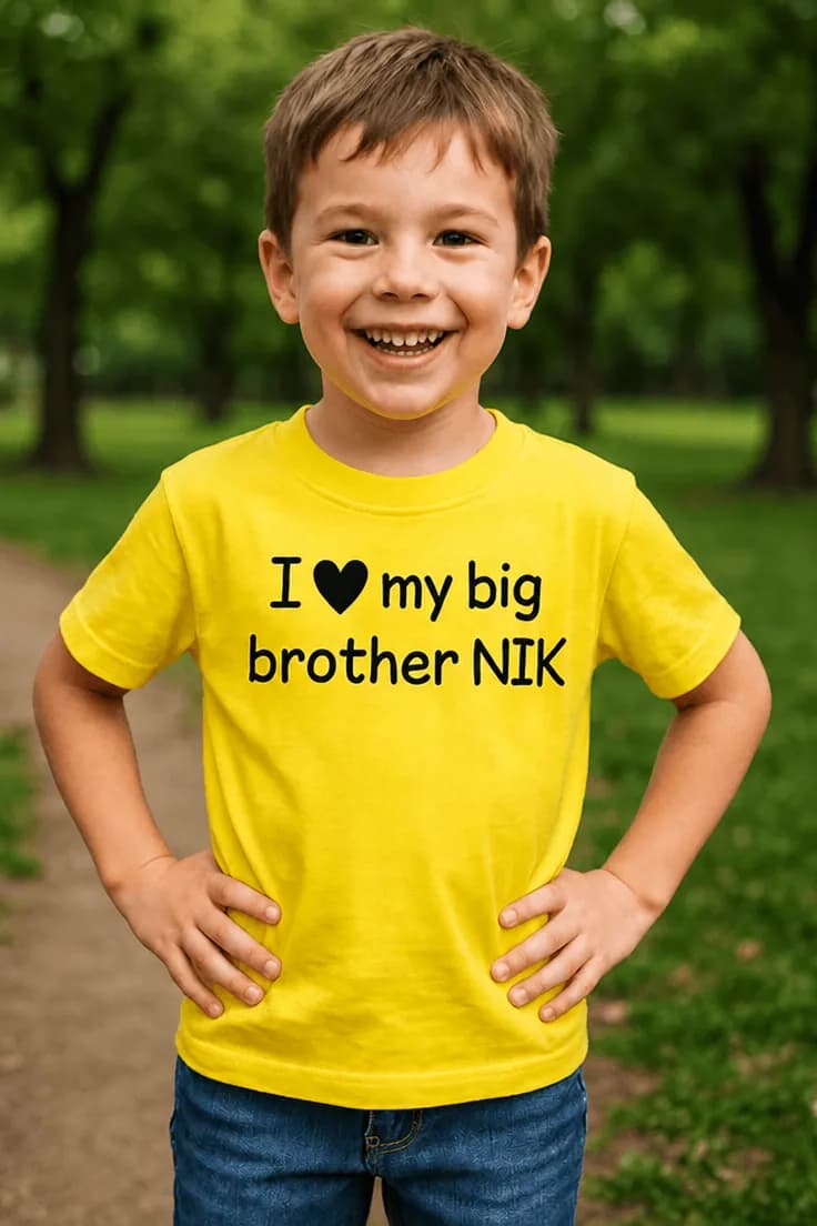 Børne t-shirt Storebror med navn – I my big brother NIK