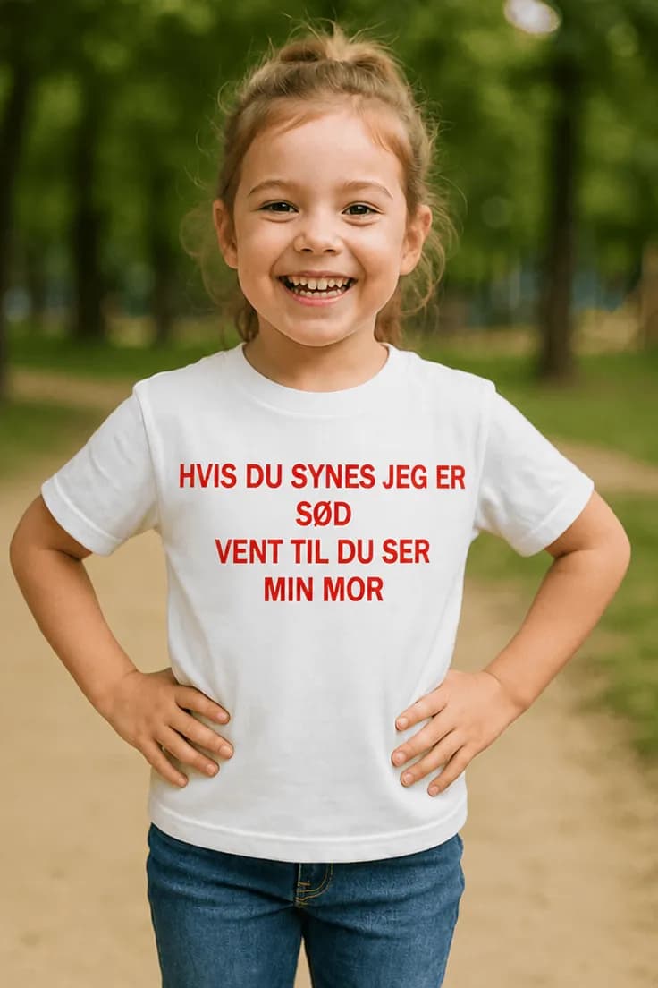 Børne t-shirt Vent til du ser mor