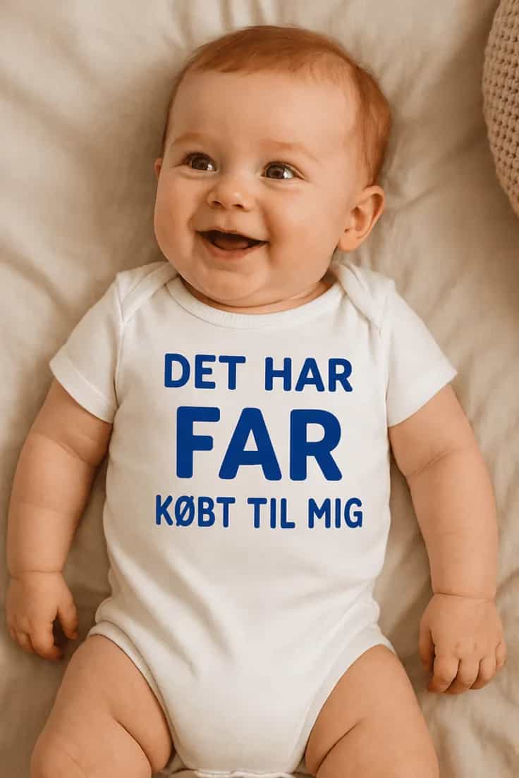 Baby-body Det har far købt med ønsket tekst