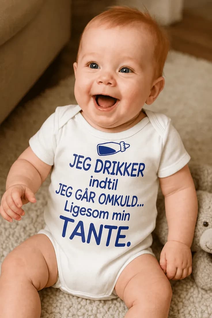 Baby-body Drikker til jeg segner med ønsket navn