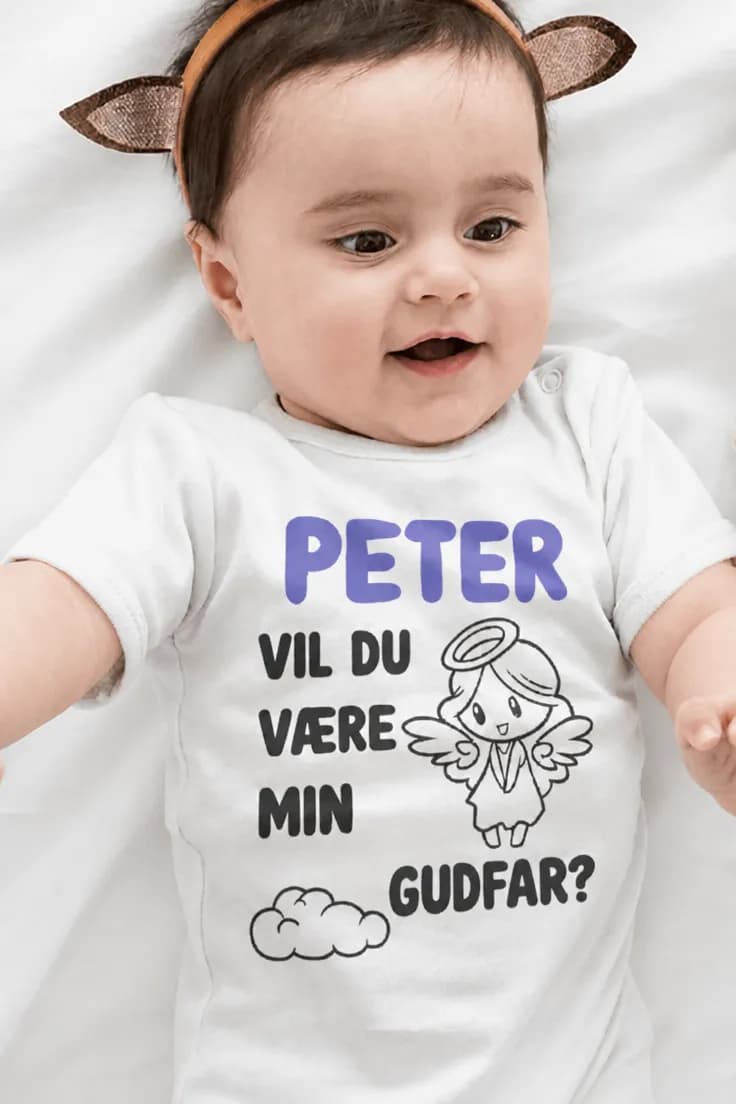 Baby-body Gudfar spørgsmål med navn - PETER VIL DU